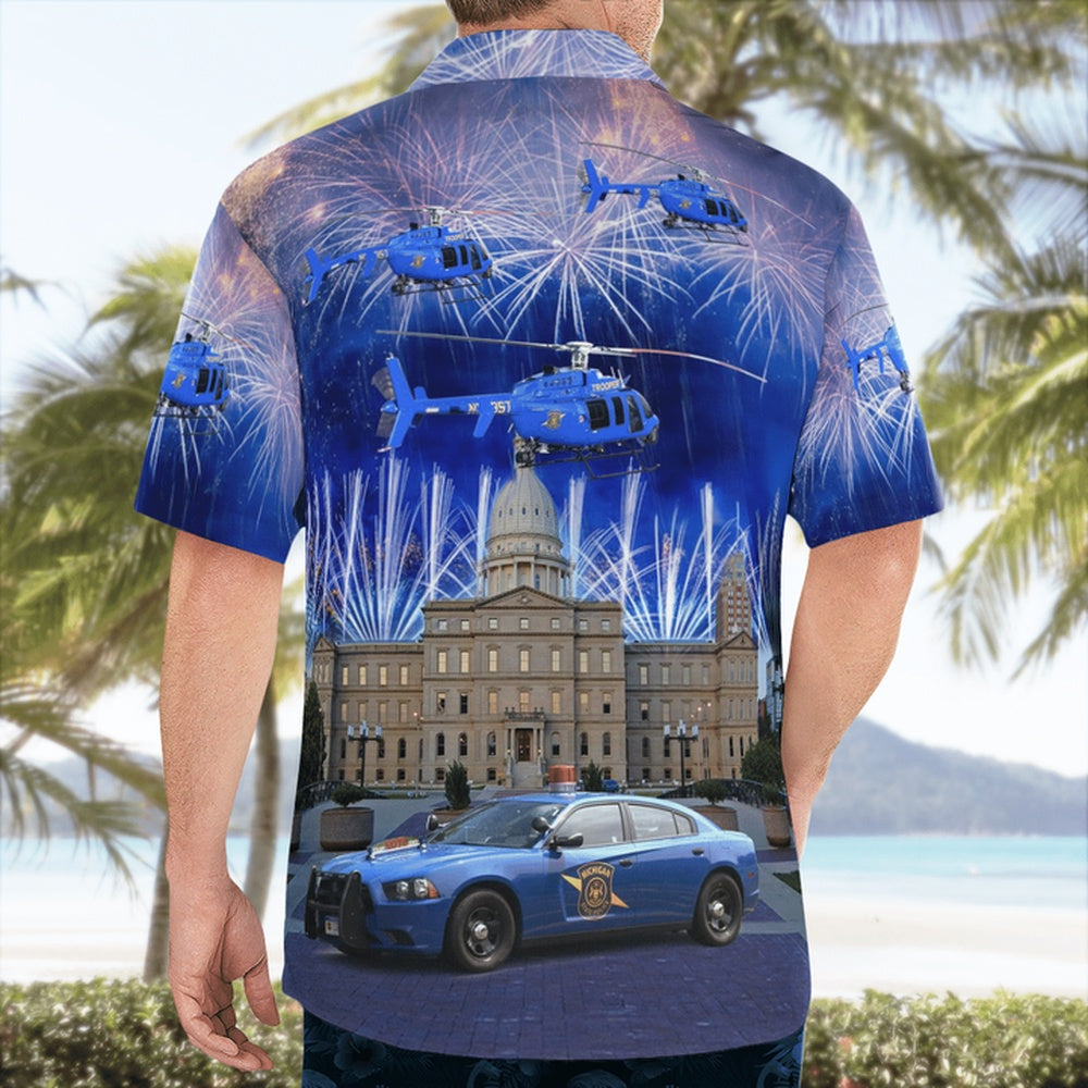 4Th Of July Hawaiian Shirts, Michigan State Police Hawaii Shirts