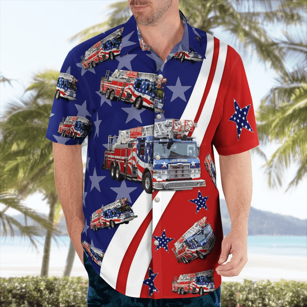 4Th Of July Hawaiian Shirts, Napa Fire Department 4Th Of July Hawaiian Shirts