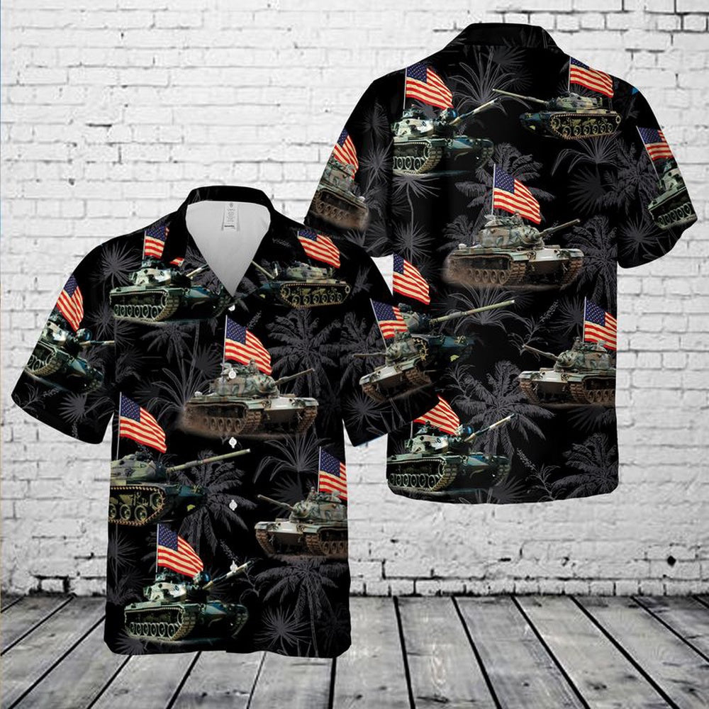 4Th Of July Hawaiian Shirts, National Guard M60 Tank 4Th Of July Hawaiian Shirt, Military Aloha Shirts