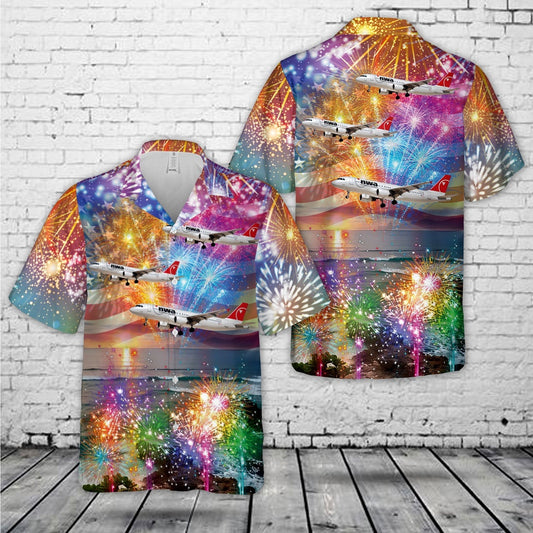 4Th Of July Hawaiian Shirts, Northwest Airlines A320 (New Livery) 4Th Of July Hawaiian Shirt, Military Aloha Shirts