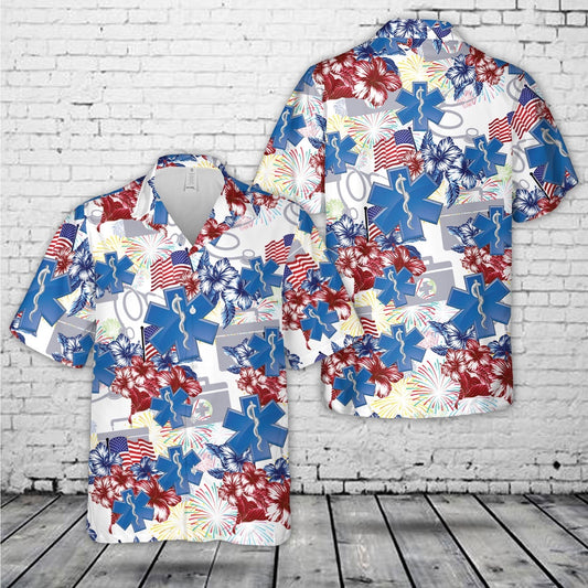4Th Of July Hawaiian Shirts, Paramedic Usa 4Th Of July Hawaiian Shirt, Military Aloha Shirts