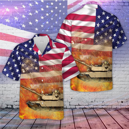 4Th Of July Hawaiian Shirts, Paratroopers 2Nd Bn 325Th Air 2Nd Brigade Combat Team 82Nd Airborne Division Ride An M1 Abrams Tank Hawaiian Shirt