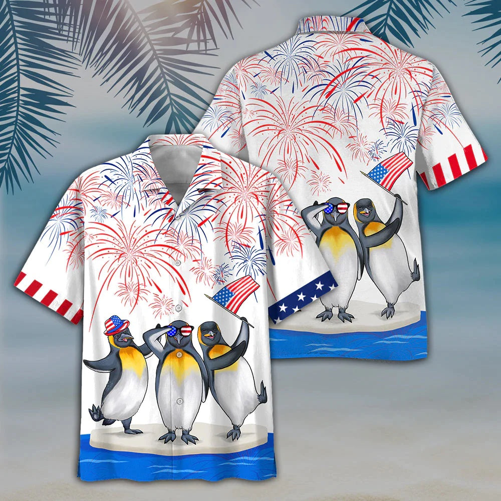 4Th Of July Hawaiian Shirts, Penguins 4Th Of July Hawaiian Shirts, Independence Is Coming Hawaii Shirts