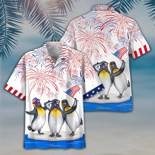 4Th Of July Hawaiian Shirts, Penguins 4Th Of July Hawaiian Shirts, Independence Is Coming Hawaii Shirts