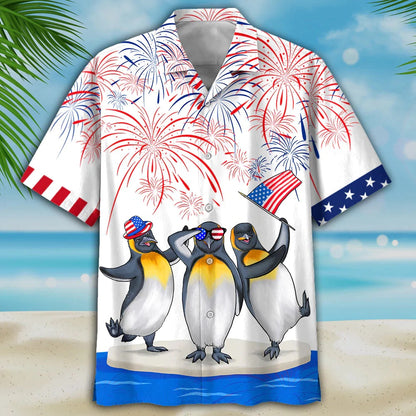 4Th Of July Hawaiian Shirts, Penguins 4Th Of July Hawaiian Shirts, Independence Is Coming Hawaii Shirts