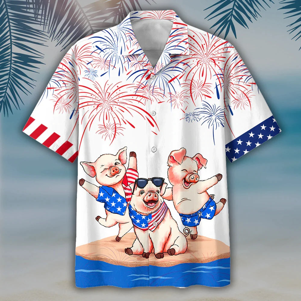 4Th Of July Hawaiian Shirts, Pig'S 4Th Of July Hawaiian Shirtss - Independence Day Hawaiian Shirt