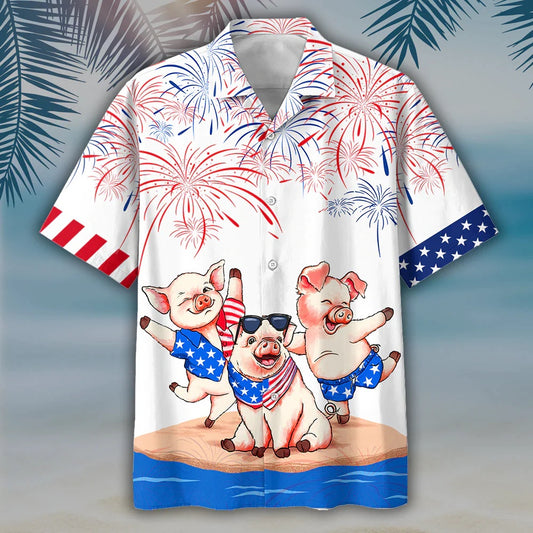 4Th Of July Hawaiian Shirts, Pig'S 4Th Of July Hawaiian Shirtss - Independence Day Hawaiian Shirt