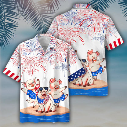 4Th Of July Hawaiian Shirts, Pig'S 4Th Of July Hawaiian Shirtss - Independence Day Hawaiian Shirt