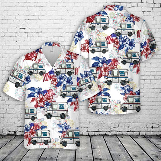 4Th Of July Hawaiian Shirts, Postal Worker 4th Of July Hawaiian Shirt, Hawaiian Beach Shirts For Men Women