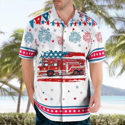 4Th Of July Hawaiian Shirts, Red Oak, Texas, Red Oak Fire Department Hawaii Shirts