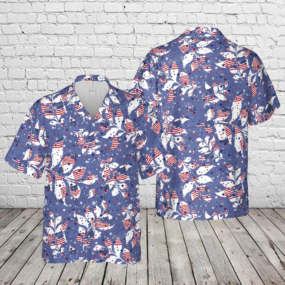 4Th Of July Hawaiian Shirts, Red White And Blue 4Th Of July Hawaiian Shirts, Military Aloha Shirts