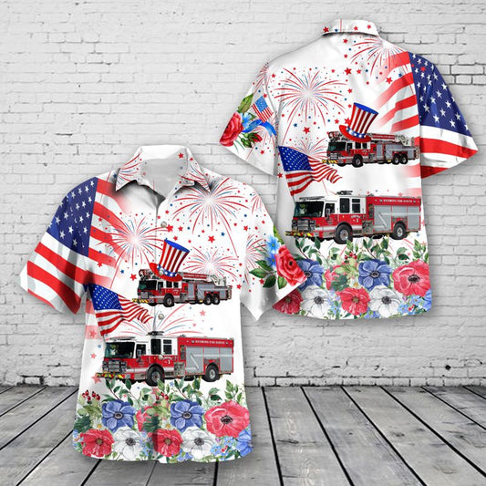 4Th Of July Hawaiian Shirts, Richmond British Columbia Richmond Fire Rescue Department 4Th Of July Hawaiian Shirt, Hawaiian Firefighter Shirts