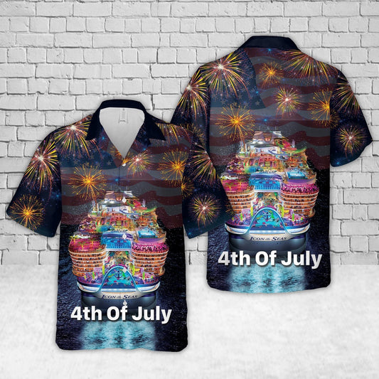 4Th Of July Hawaiian Shirts, Royal Caribbean International Icon of the Seas 4th Of July Hawaiian Shirt, Hawaiian Beach Shirts For Men Women