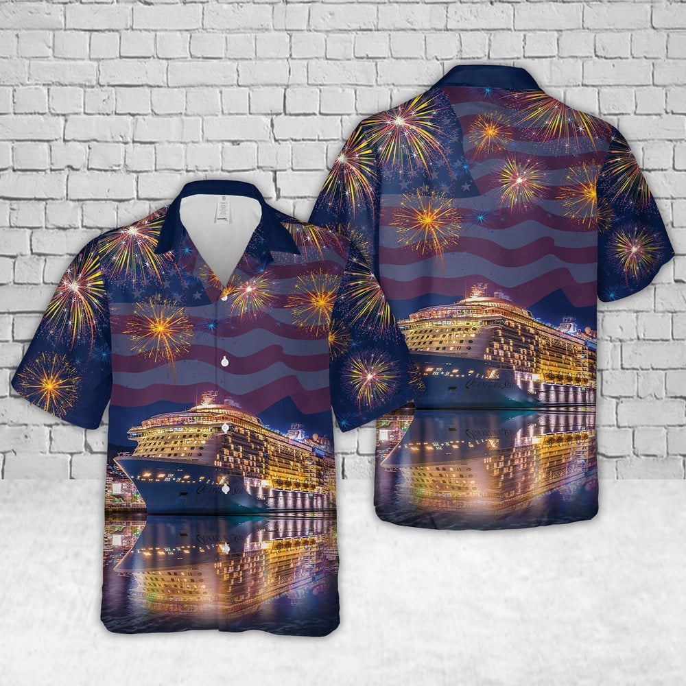 4Th Of July Hawaiian Shirts, Royal Caribbean International Rci Quantum Of The Seas Cruise Ship 4Th Of July Hawaiian Shirt, Military Aloha Shirts