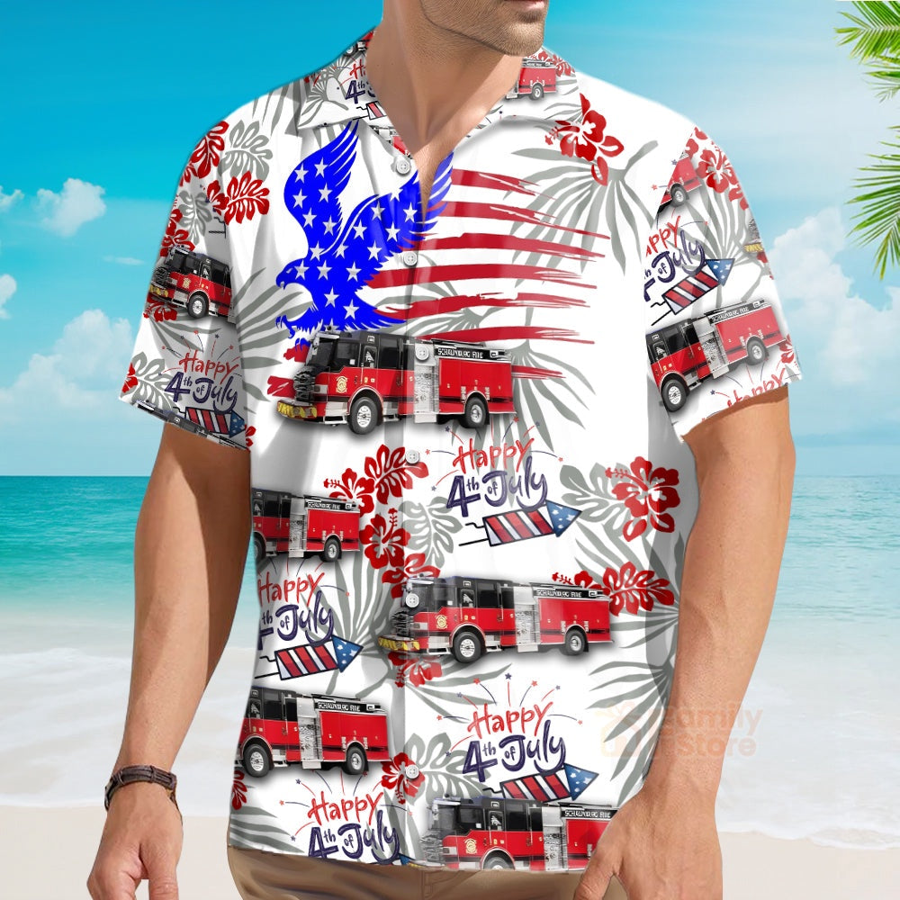 4Th Of July Hawaiian Shirts, Schaumburg, Illinois, Schaumburg Fire Department