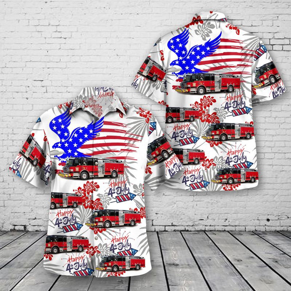 4Th Of July Hawaiian Shirts, Schaumburg Illinois Schaumburg Fire Department 4Th Of July Hawaiian Shirt, Hawaiian Firefighter Shirts