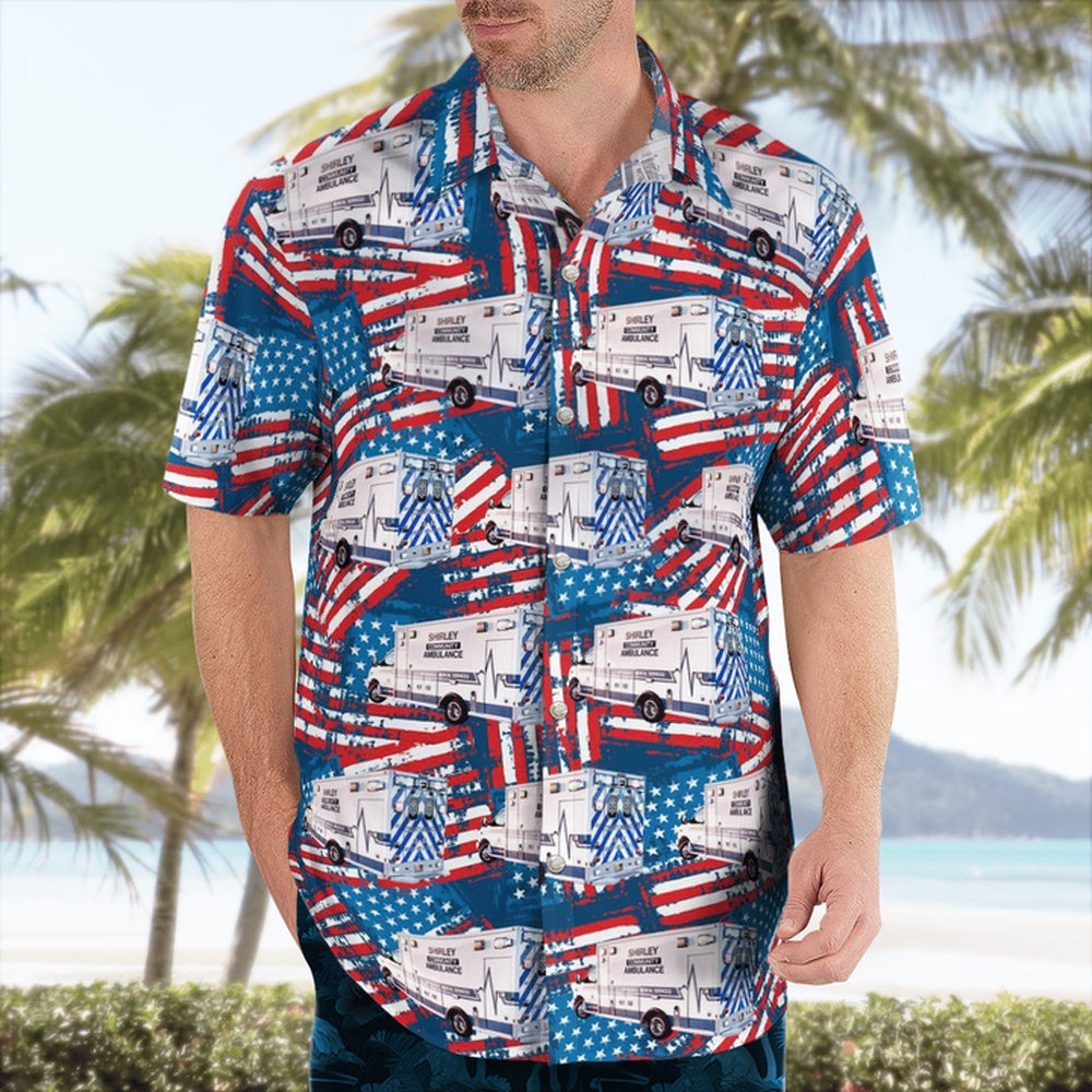 4Th Of July Hawaiian Shirts, Shirley, New York, Shirley Community Ambulance Hawaii Shirts
