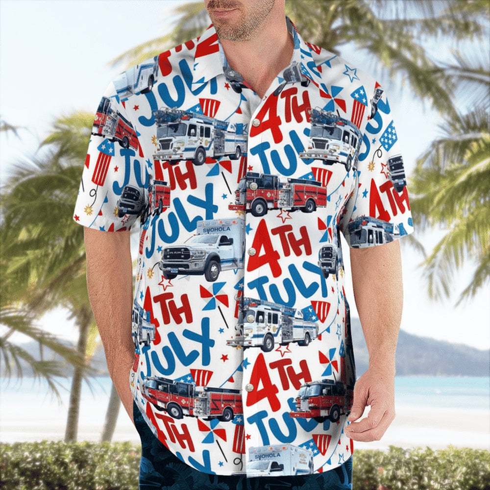 4Th Of July Hawaiian Shirts, Shohola, Pennsylvania, Shohola Fire & Rescue Hawaii Shirts