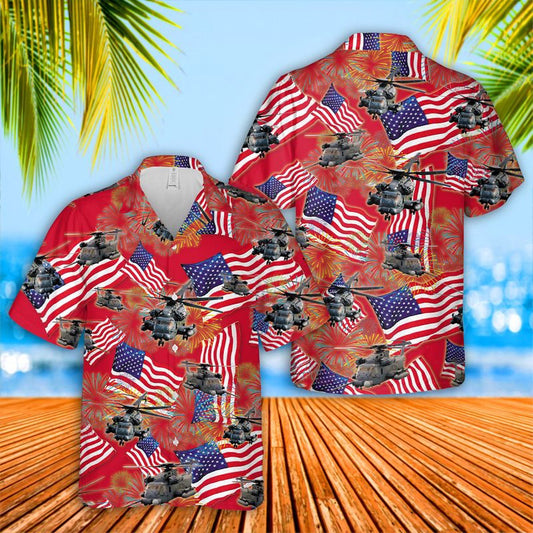 4Th Of July Hawaiian Shirts, Sikorsky Mh-53 Pave Low 4Th July Hawaiian Shirt, Military Aloha Shirts