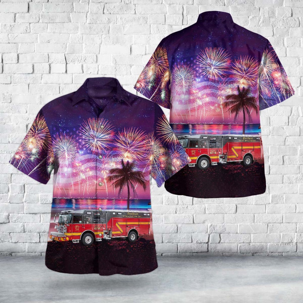 4Th Of July Hawaiian Shirts, St Louis Missouri Northeast Ambulance & Fire Protection District 4Th Of July Hawaiian Shirt, Hawaiian Firefighter Shirts