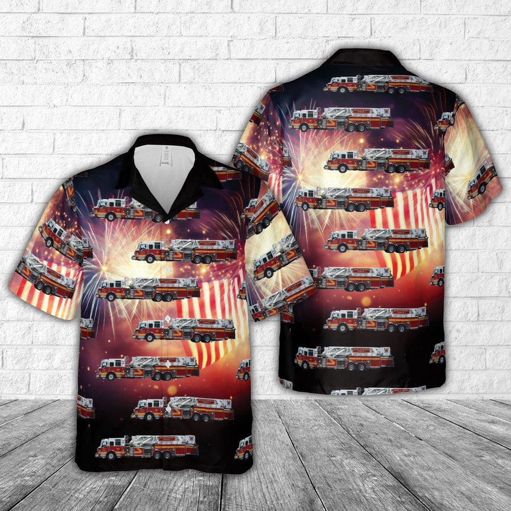 4Th Of July Hawaiian Shirts, Statesboro Fire Department Georgia 4Th Of July Hawaiian Shirt, Hawaiian Firefighter Shirts