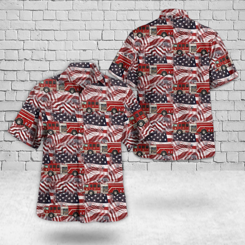 4Th Of July Hawaiian Shirts, Statesville North Carolina Cool Springs Fire Department 4Th Of July Hawaiian Shirt, Hawaiian Firefighter Shirts
