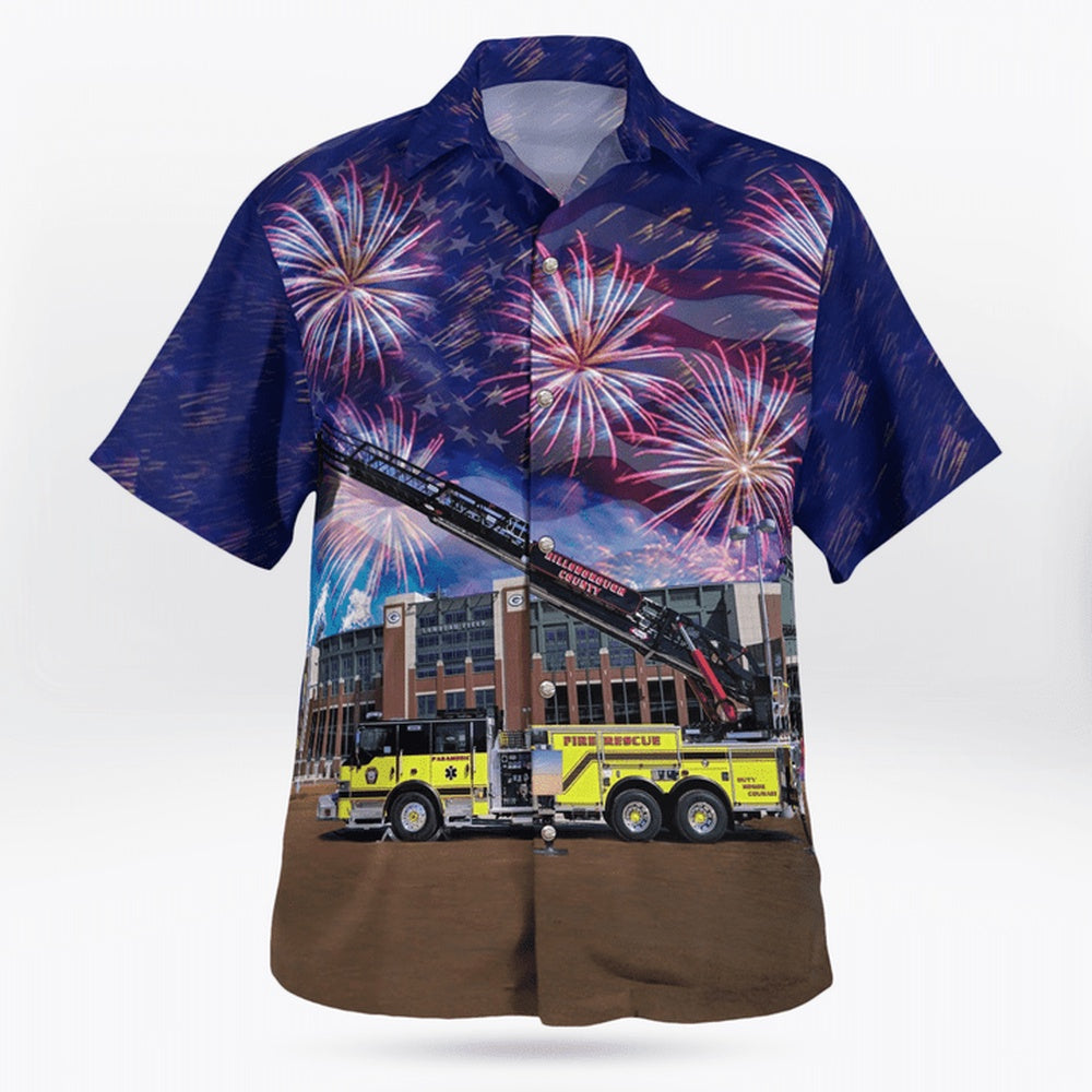 4Th Of July Hawaiian Shirts, Tampa, Florida, Hillsborough County Fire Rescue Hawaii Shirts