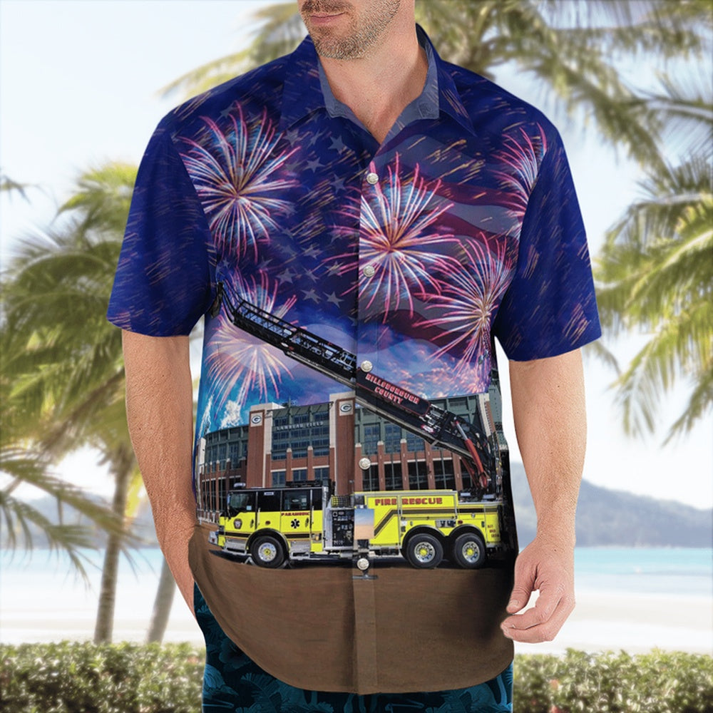 4Th Of July Hawaiian Shirts, Tampa, Florida, Hillsborough County Fire Rescue Hawaii Shirts