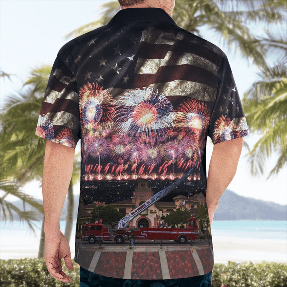 4Th Of July Hawaiian Shirts, Temecula, California, Temecula Fire Department Hawaii Shirts