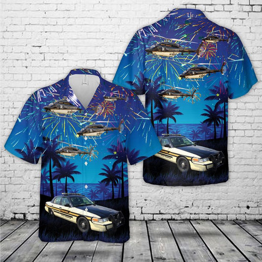 4Th Of July Hawaiian Shirts, Tennessee Highway Patrol Ford Crown Victoria & Bell 429 Global Ranger 4Th Of July Hawaiian Shirt, Military Aloha Shirts