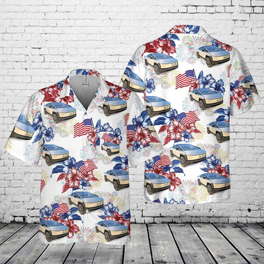 4Th Of July Hawaiian Shirts, Tesla Cybertruck 4Th Of July Pocket Hawaiian Shirt, Military Aloha Shirts