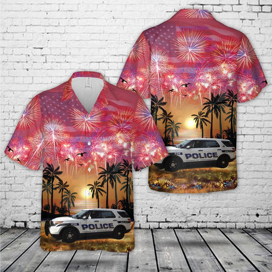 4Th Of July Hawaiian Shirts, Town Of Woodbury Police Dept 4Th Of July Hawaiian Shirt, Military Aloha Shirts