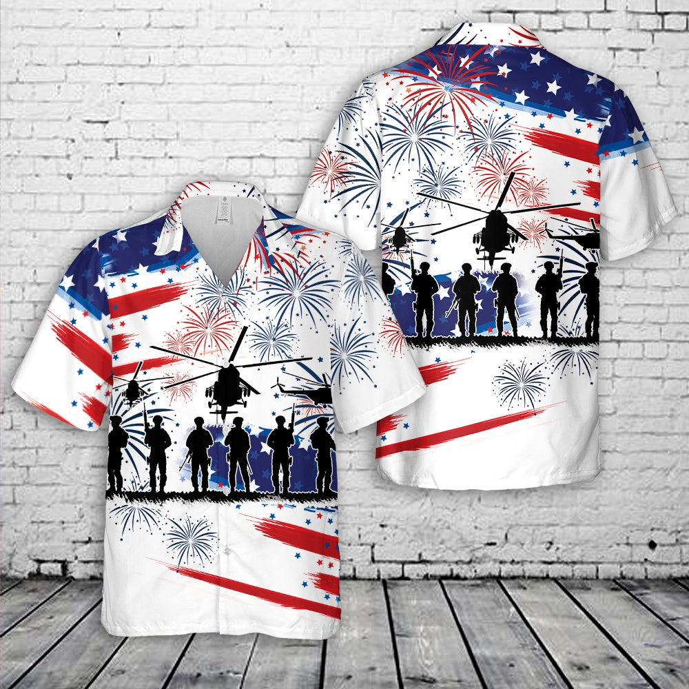 4Th Of July Hawaiian Shirts, Us 4Th Of July Hawaiian Shirt, Military Aloha Shirts
