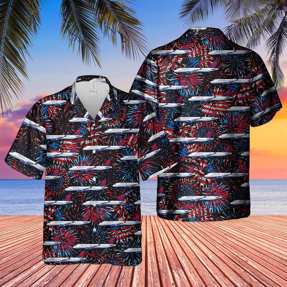 4Th Of July Hawaiian Shirts, Us Airlines 2 Airbus A220-100 4Th Of July Hawaiian Shirt, Military Aloha Shirts