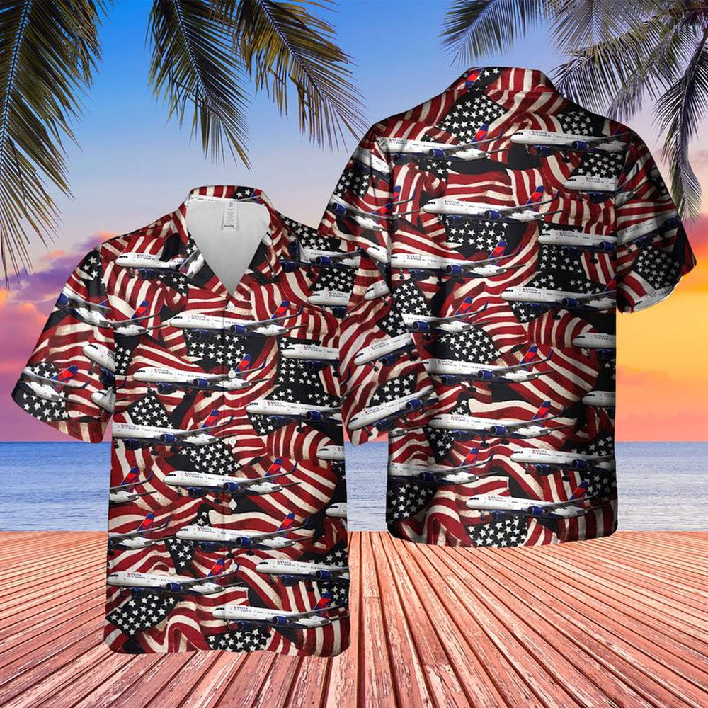 4Th Of July Hawaiian Shirts, Us Airlines 2 Boeing 757-232 4Th Of July Hawaiian Shirt, Military Aloha Shirts