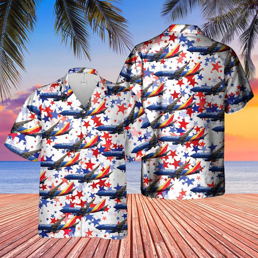 4Th Of July Hawaiian Shirts, Us Airlines 3 Boeing 737-7H4 4Th Of July Hawaiian Shirt Airlines Hawaiian Shirt, Military Aloha Shirts