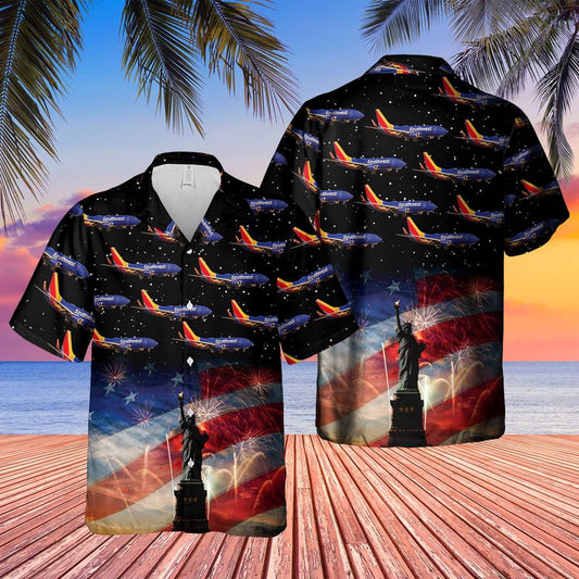 4Th Of July Hawaiian Shirts, Us Airlines 3 Boeing 737-7H4 4Th Of July Hawaiian Shirts, Military Aloha Shirts