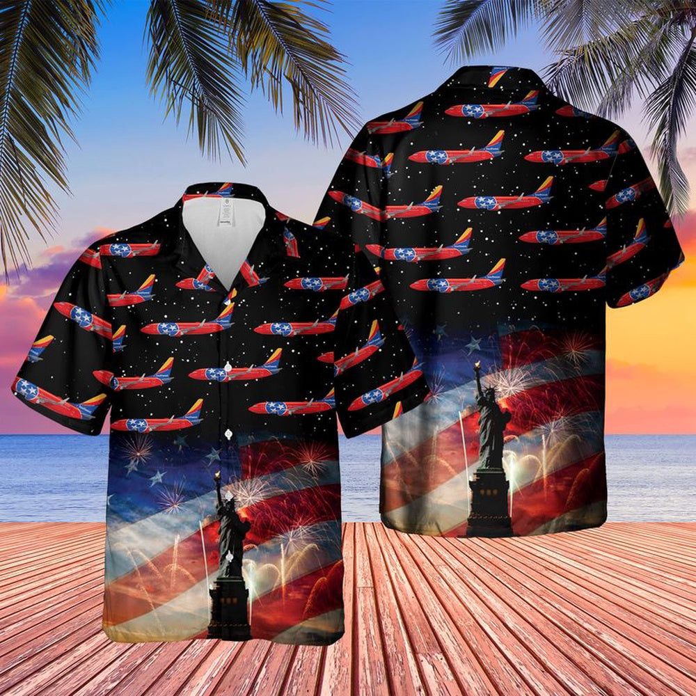 4Th Of July Hawaiian Shirts, Us Airlines 3 Tennessee Boeing 737-7H4 4Th Of July Hawaiian Shirt, Military Aloha Shirts