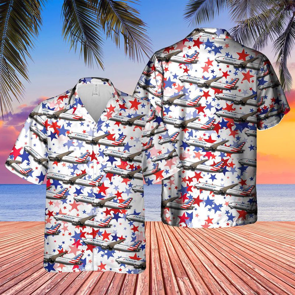 4Th Of July Hawaiian Shirts, Us Airlines Boeing 787-9 Dreamliner 4Th Of July Hawaiian Shirt Airlines Hawaiian Shirt, Military Aloha Shirts