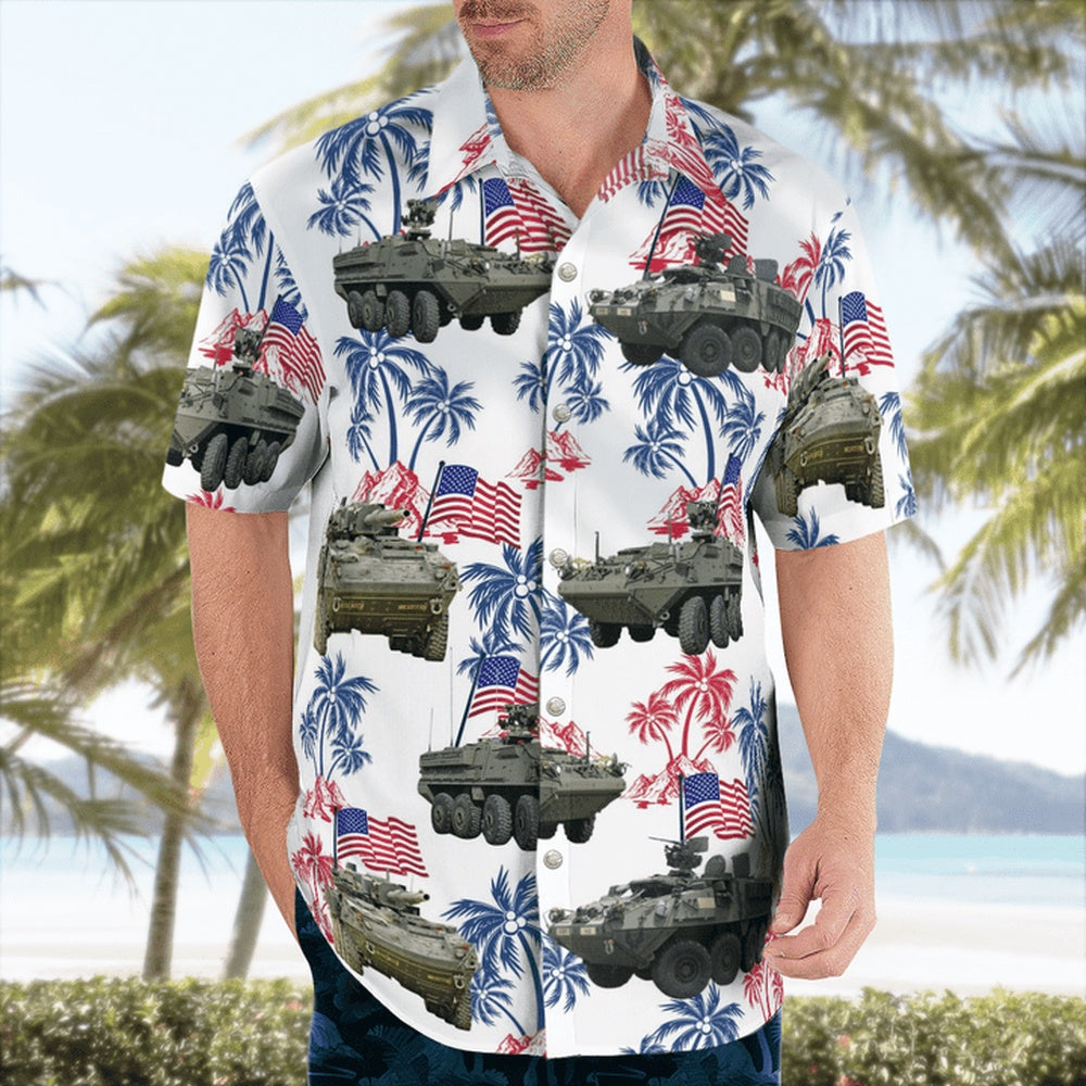 4Th Of July Hawaiian Shirts, Us Army Stryker Tank 4Th Of July Hawaiian Shirts