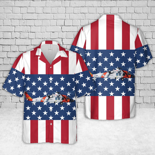 4Th Of July Hawaiian Shirts, Us Coast Guard Sikorsky Mh-60T Jayhawk (S-70B-5) 4Th Of July Hawaiian Shirt, Military Aloha Shirts