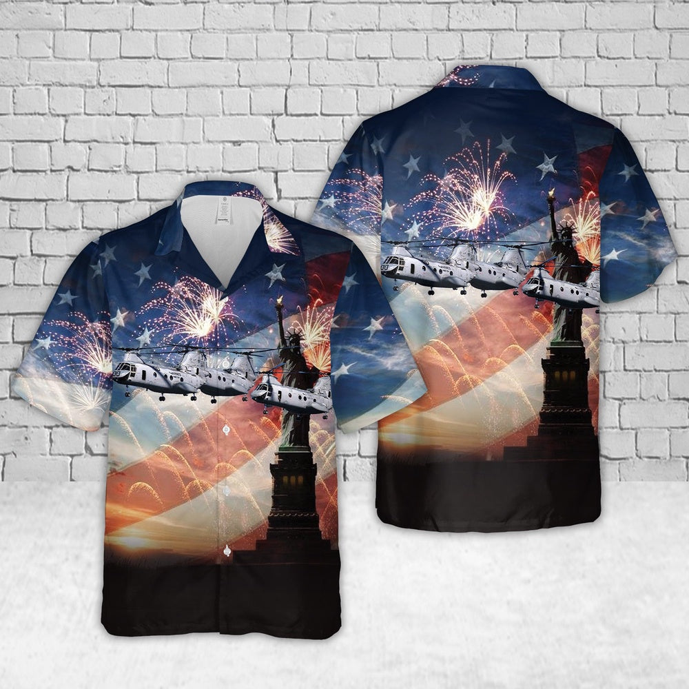 4Th Of July Hawaiian Shirts, Us Marine Corps Boeing Vertol Ch-46E Sea Knight (107-Ii) 4Th Of July Hawaiian Shirt, Military Aloha Shirts