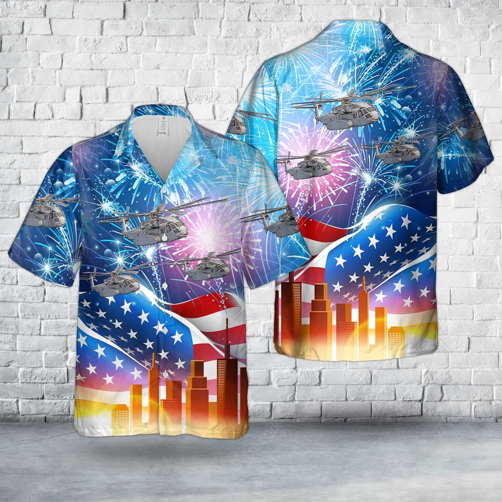 4Th Of July Hawaiian Shirts, Us Marine Corps Sikorsky Ch-53K King Stallion 4Th Of July Hawaiian Shirt, Military Aloha Shirts