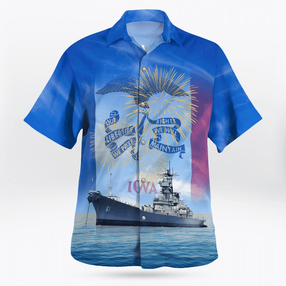 4Th Of July Hawaiian Shirts, Us Navy Uss Iowa (Bb-61) 4Th Of July Hawaiian Shirts