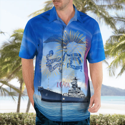 4Th Of July Hawaiian Shirts, Us Navy Uss Iowa (Bb-61) 4Th Of July Hawaiian Shirts