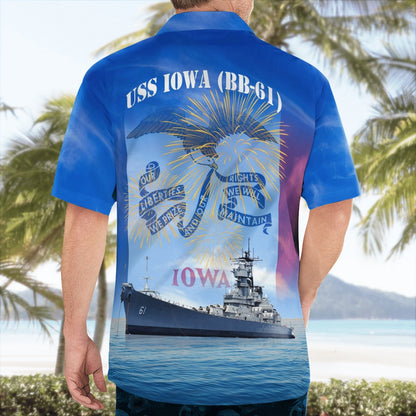 4Th Of July Hawaiian Shirts, Us Navy Uss Iowa (Bb-61) 4Th Of July Hawaiian Shirts