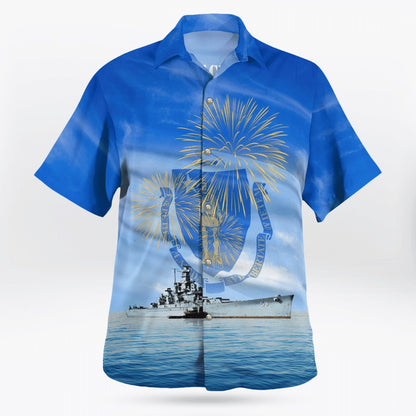 4Th Of July Hawaiian Shirts, Us Navy Uss Massachusetts (Bb-59) 4Th Of July Hawaiian Shirts