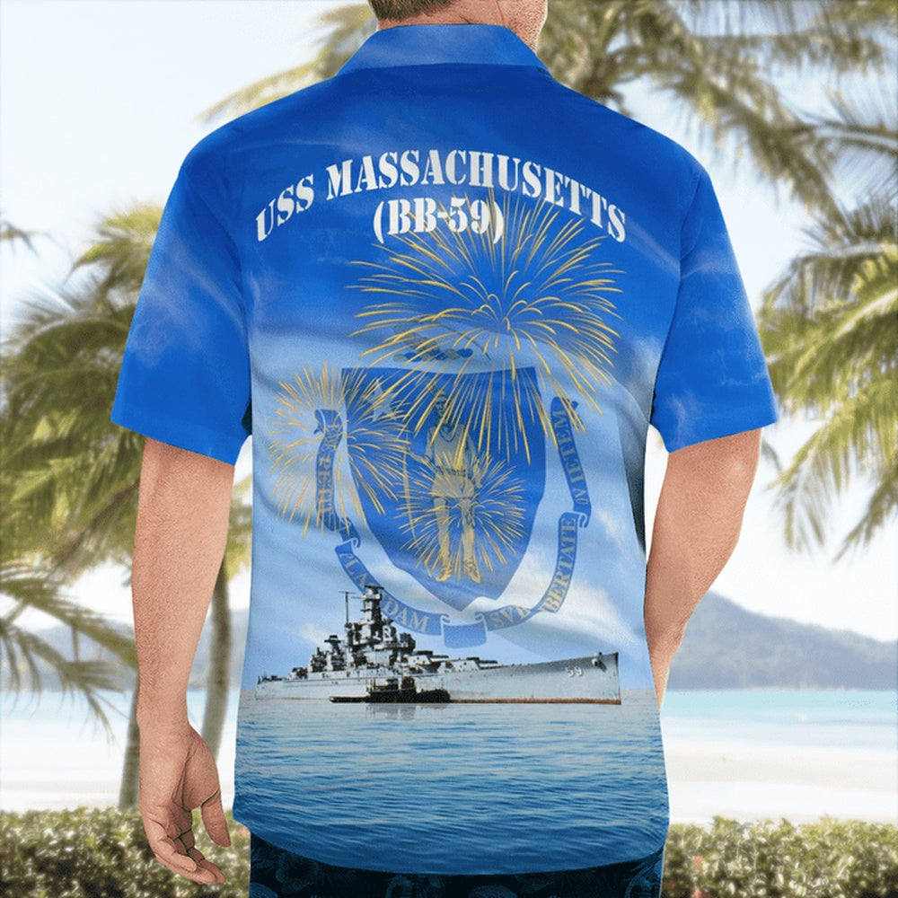 4Th Of July Hawaiian Shirts, Us Navy Uss Massachusetts (Bb-59) 4Th Of July Hawaiian Shirts