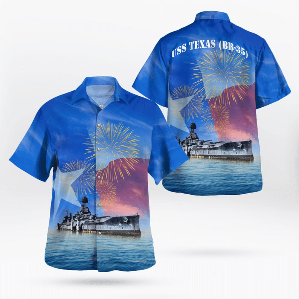 4Th Of July Hawaiian Shirts, Us Navy Uss Texas (Bb-35) 4Th Of July Hawaiian Shirts