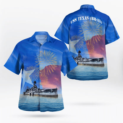 4Th Of July Hawaiian Shirts, Us Navy Uss Texas (Bb-35) 4Th Of July Hawaiian Shirts